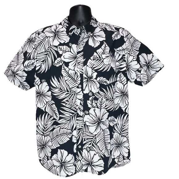Chubbies Men's Soft Stretch Short Sleeve Shirt Black White Tropical Button Up XL - Picture 1 of 8